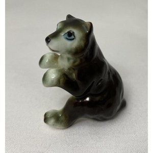 Vintage Brown Bear Miniature Ceramic Animal Figurine Dollhouse 1.5"